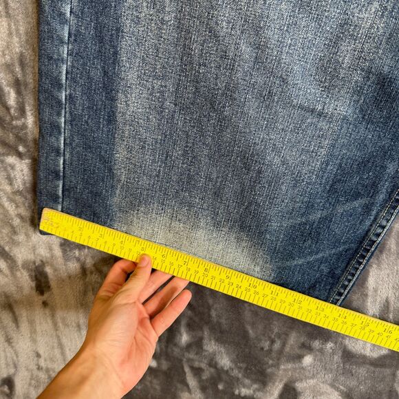 Vintage Y2K RoadBlock Jean Faded Dark Washed Wide Shorts Jorts Size 44 - Picture 5 of 7